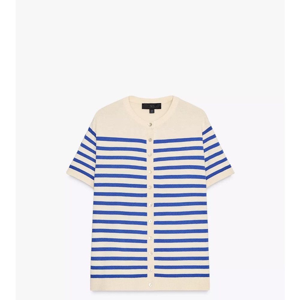 Zara Blue and Cream Striped Cardigan
